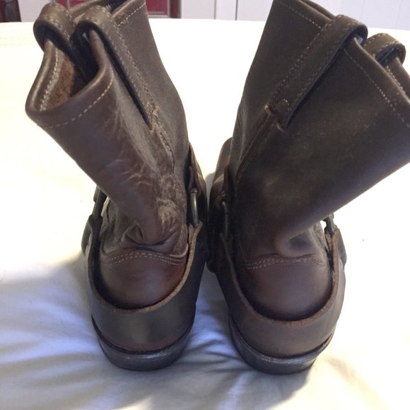 Frye Harness Low-rider Brown Leather Boots - Picture 3 of 5